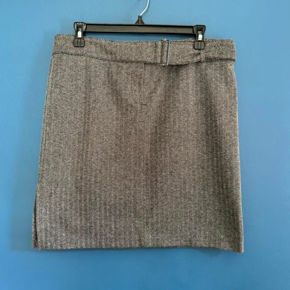 Y2K Express Low Rise Skirt Women's Size 11/12 Belted Brown Gray Slit Going Out